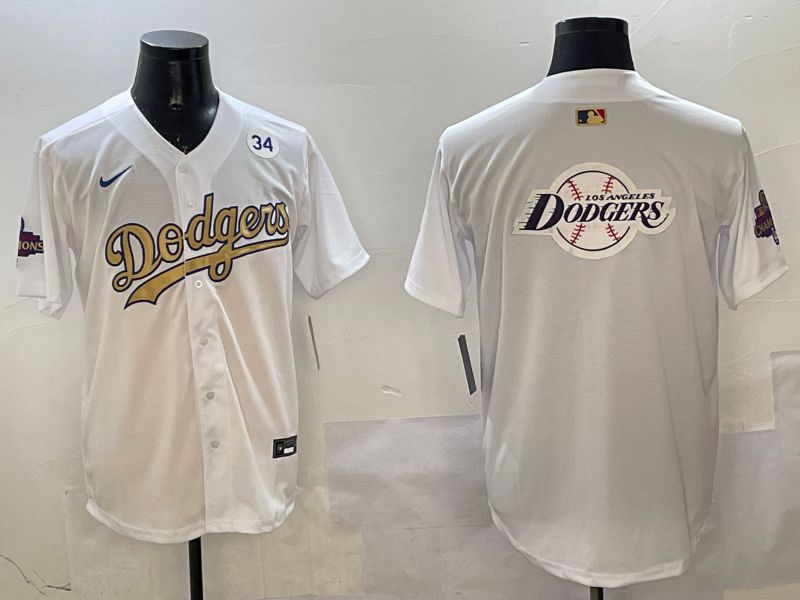 Men Los Angeles Dodgers Blank White Champion gold character 2025 Nike MLB Jersey style 28->los angeles dodgers->MLB Jersey
